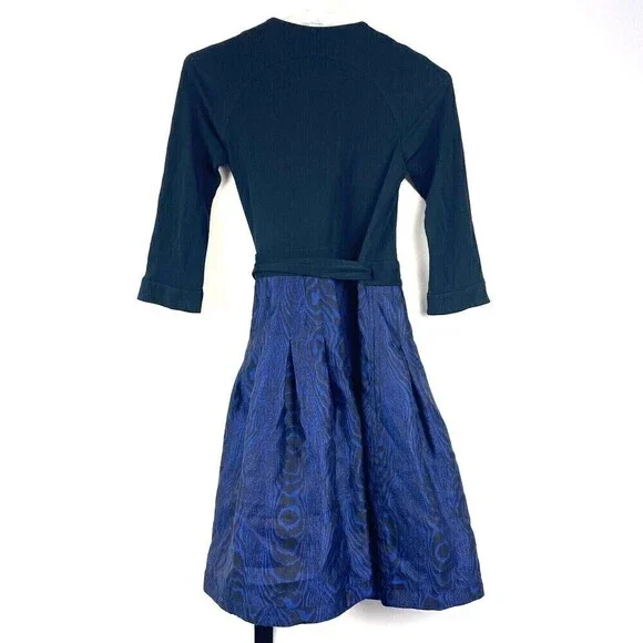 DVF Diane von Furstenberg JEWEL Shadow Blue Black Silk Combo Wrap Dress Size 0 - Picture 7 of 13